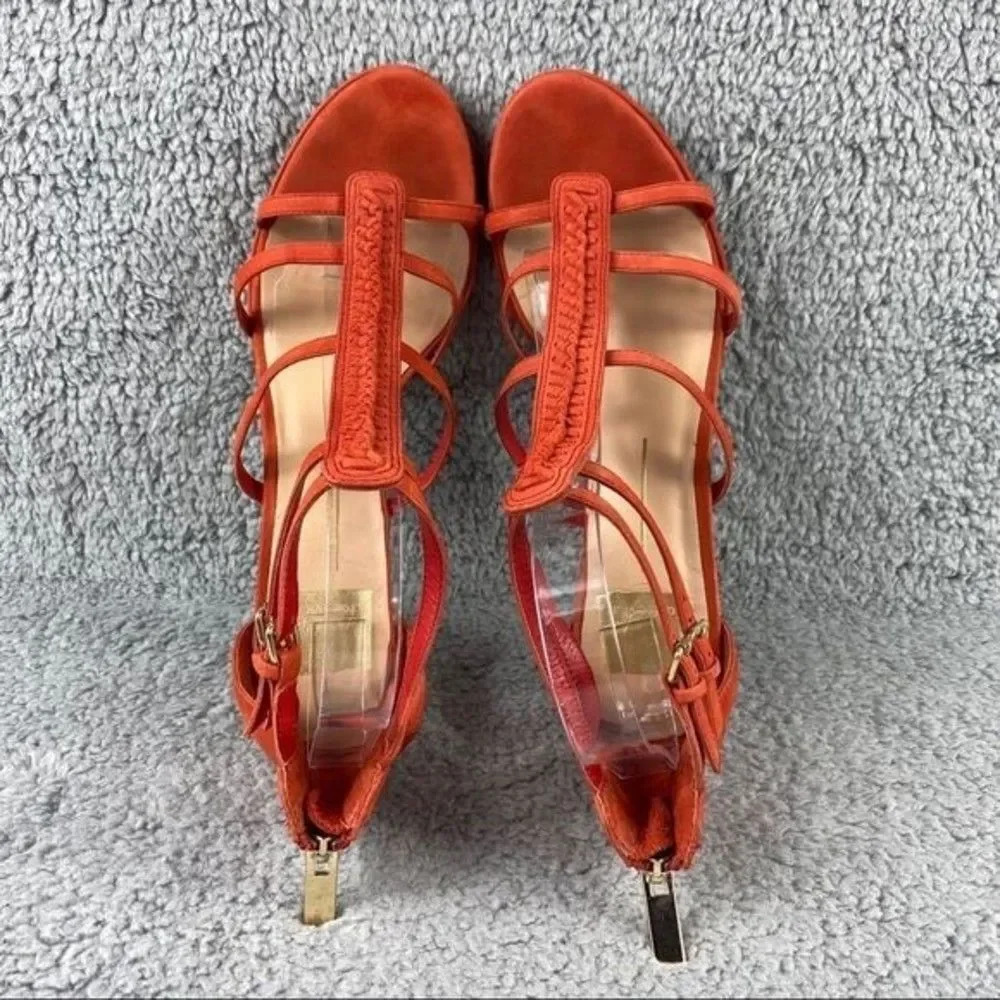 Dolce vita camila Sandals High Heel Nubuck Suede Orange Back Zip Buckle Platform - Picture 8 of 12